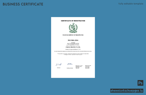 Beispiel eines pakistanischen Gewerberegistrierungszertifikats (Word- und PDF-Datei)